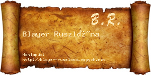 Blayer Ruszlána névjegykártya